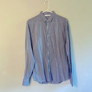 Neil Barrett grey-and-white gingham shirt. Size Medium (16/41)